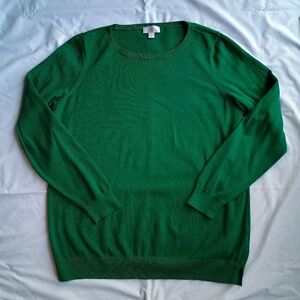 Belle Kim Gravel Sweater Women's L Crewneck Cotton Blend Kelly Green Solid Basic